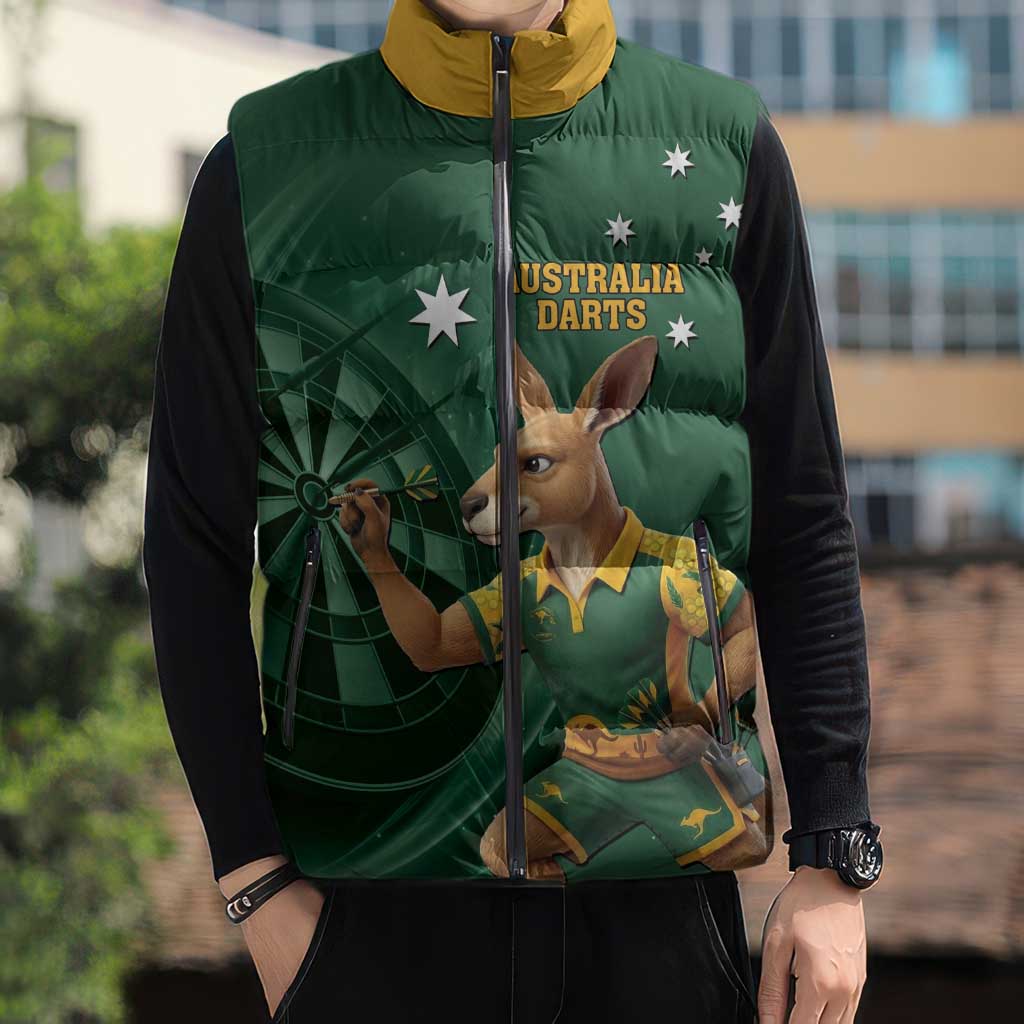 Australia Kangaroo Mascot Darts Sleeveless Puffer Jacket Green Edition