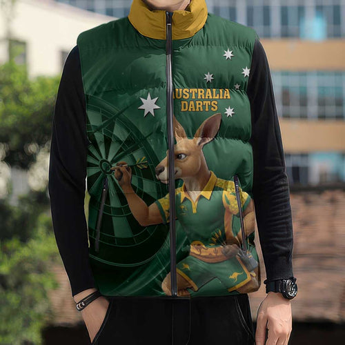 Australia Kangaroo Mascot Darts Sleeveless Puffer Jacket Green Edition