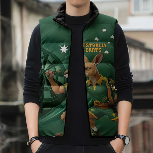 Australia Kangaroo Mascot Darts Sleeveless Puffer Jacket Green Edition