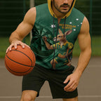 Australia Kangaroo Mascot Darts Sleeveless Zip Hoodie Green Edition