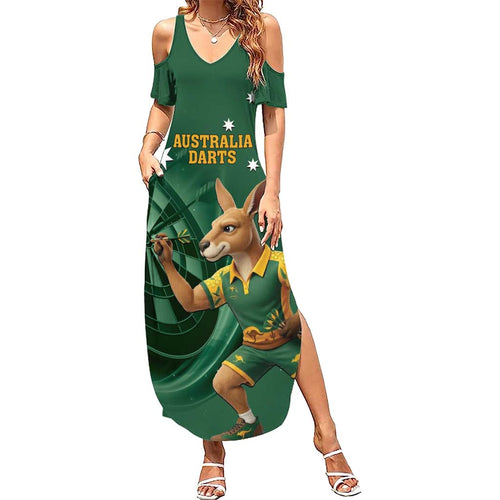 Australia Kangaroo Mascot Darts Summer Maxi Dress Green Edition