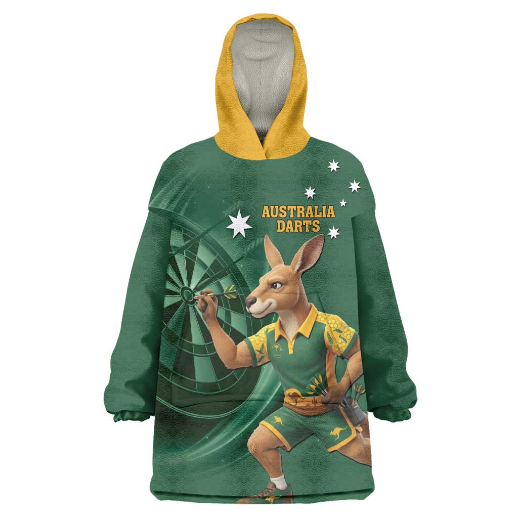 Australia Kangaroo Mascot Darts Wearable Blanket Hoodie Green Edition