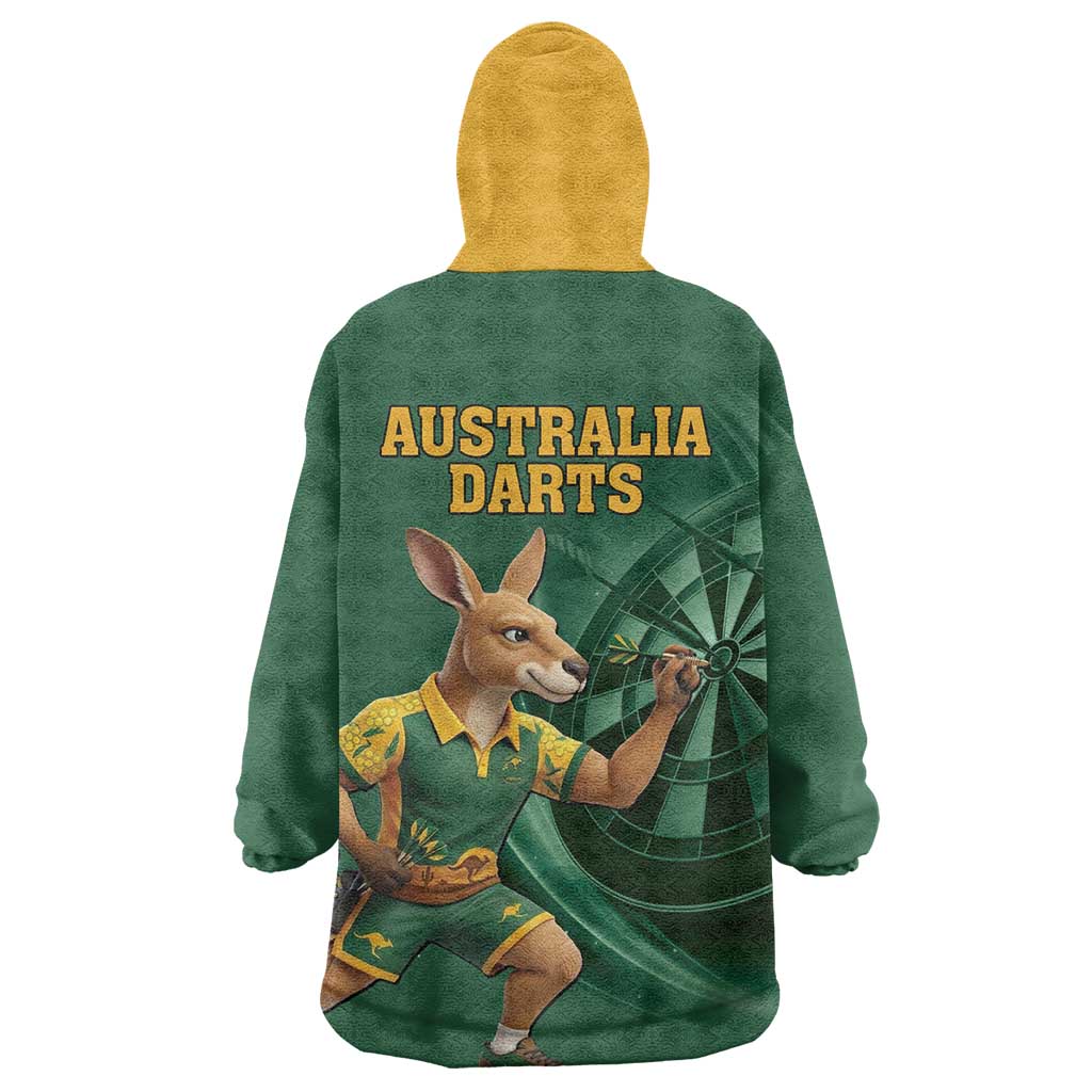 Australia Kangaroo Mascot Darts Wearable Blanket Hoodie Green Edition