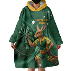 Australia Kangaroo Mascot Darts Wearable Blanket Hoodie Green Edition