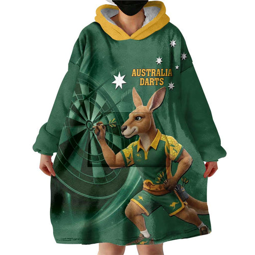 Australia Kangaroo Mascot Darts Wearable Blanket Hoodie Green Edition