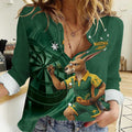 Australia Kangaroo Mascot Darts Women Casual Shirt Green Edition