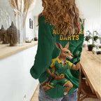 Australia Kangaroo Mascot Darts Women Casual Shirt Green Edition