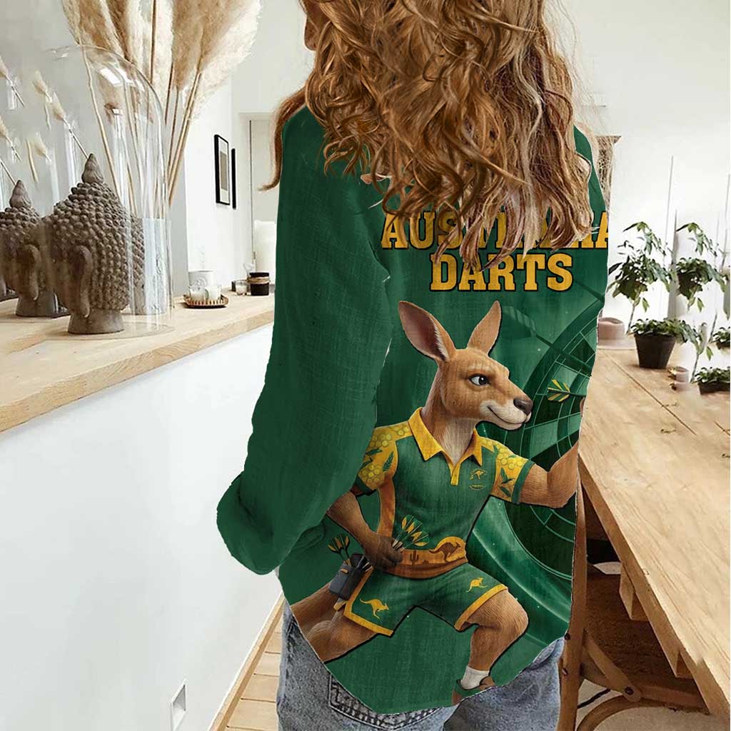 Australia Kangaroo Mascot Darts Women Casual Shirt Green Edition
