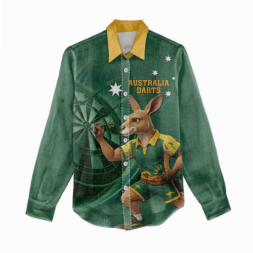Australia Kangaroo Mascot Darts Women Casual Shirt Green Edition