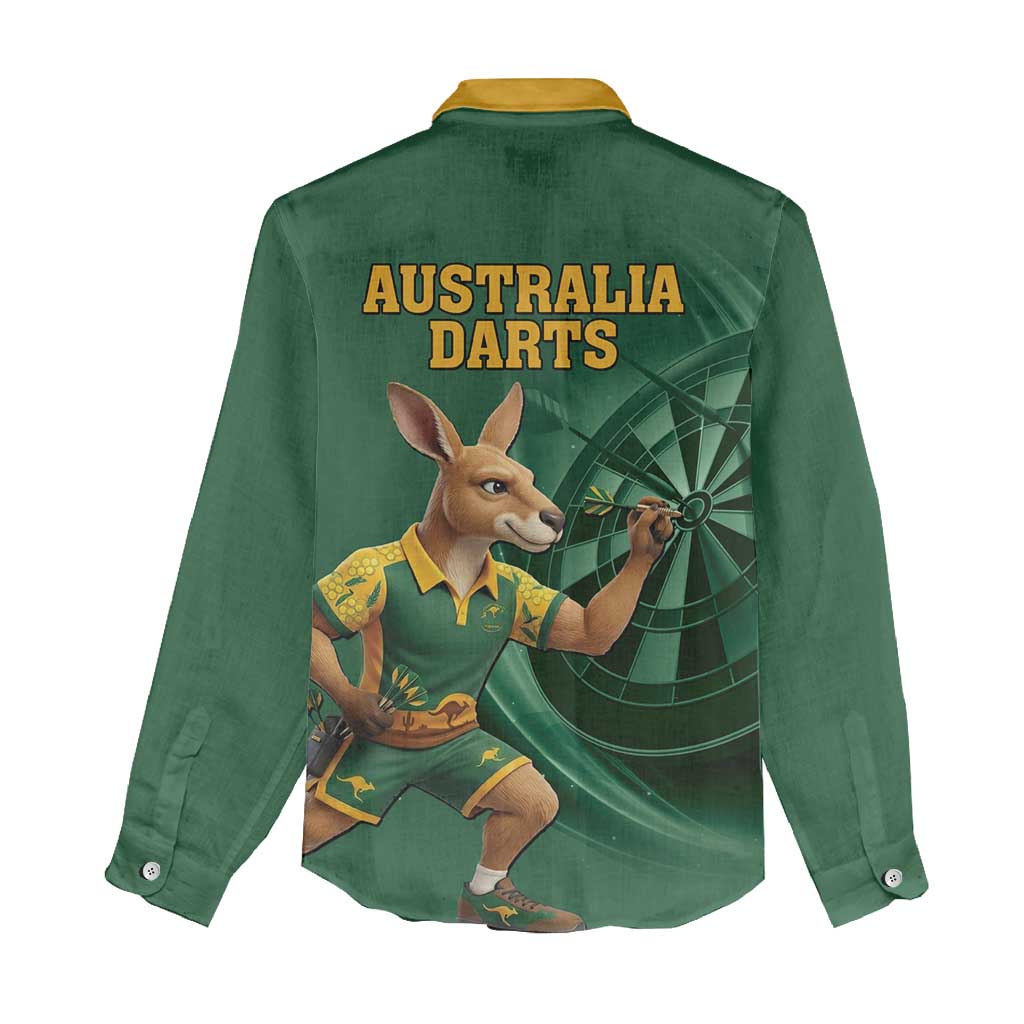 Australia Kangaroo Mascot Darts Women Casual Shirt Green Edition
