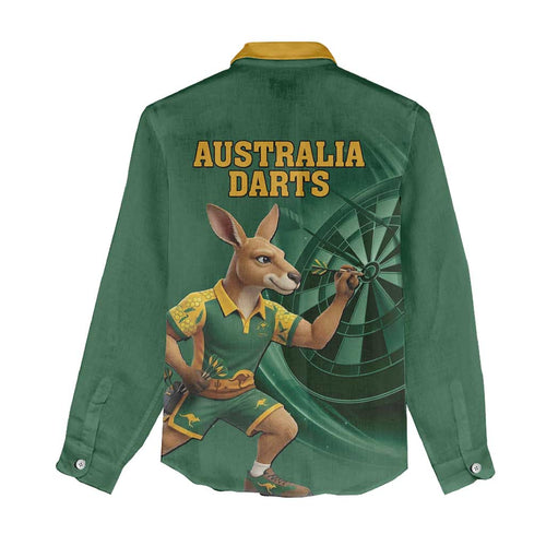 Australia Kangaroo Mascot Darts Women Casual Shirt Green Edition