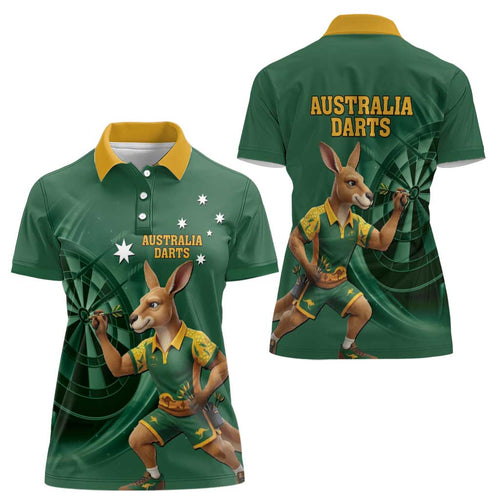 Australia Kangaroo Mascot Darts Women Polo Shirt Green Edition