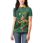 Australia Kangaroo Mascot Darts Women Polo Shirt Green Edition