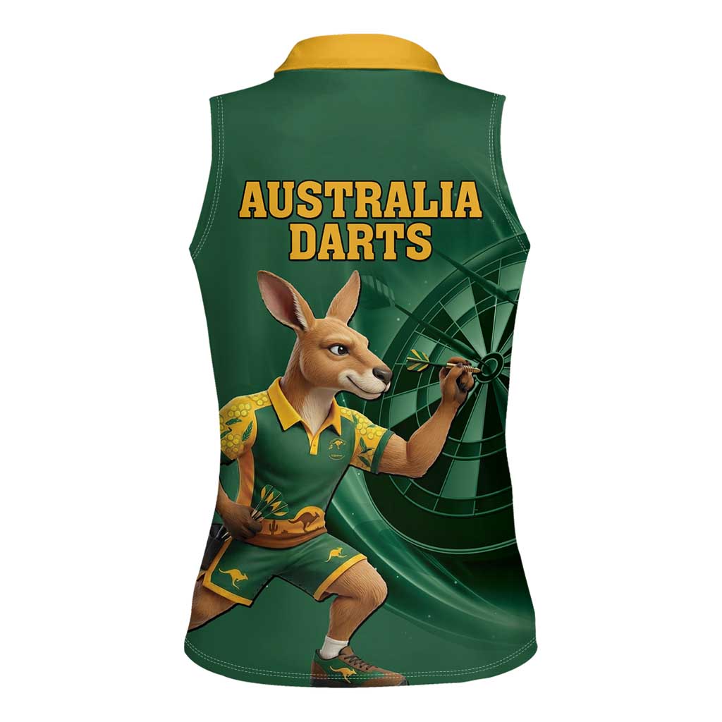 Australia Kangaroo Mascot Darts Women Sleeveless Polo Shirt Green Edition