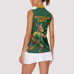 Australia Kangaroo Mascot Darts Women Sleeveless Polo Shirt Green Edition
