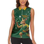 Australia Kangaroo Mascot Darts Women Sleeveless Polo Shirt Green Edition