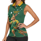 Australia Kangaroo Mascot Darts Women Sleeveless Polo Shirt Green Edition