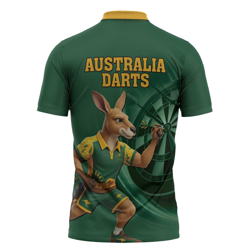 Australia Kangaroo Mascot Darts Zipper Polo Shirt Green Edition