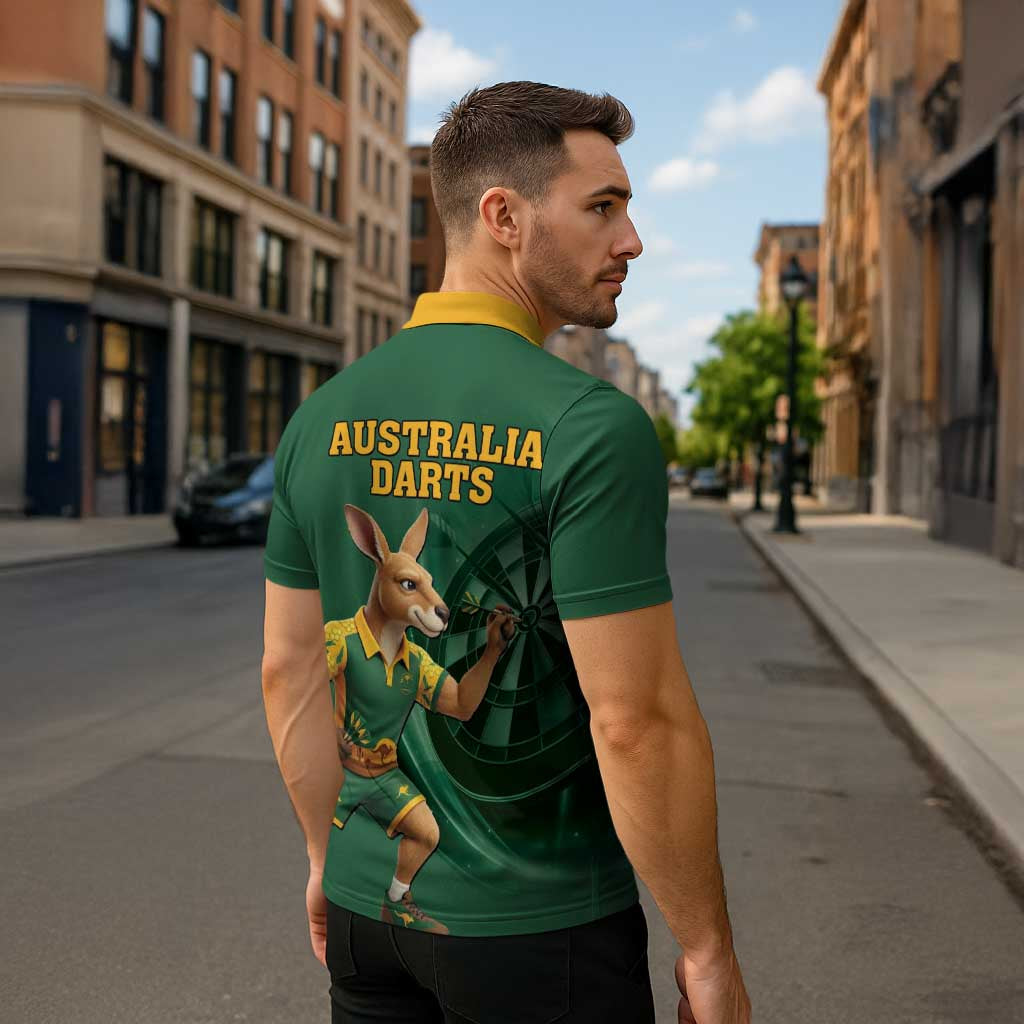 Australia Kangaroo Mascot Darts Zipper Polo Shirt Green Edition