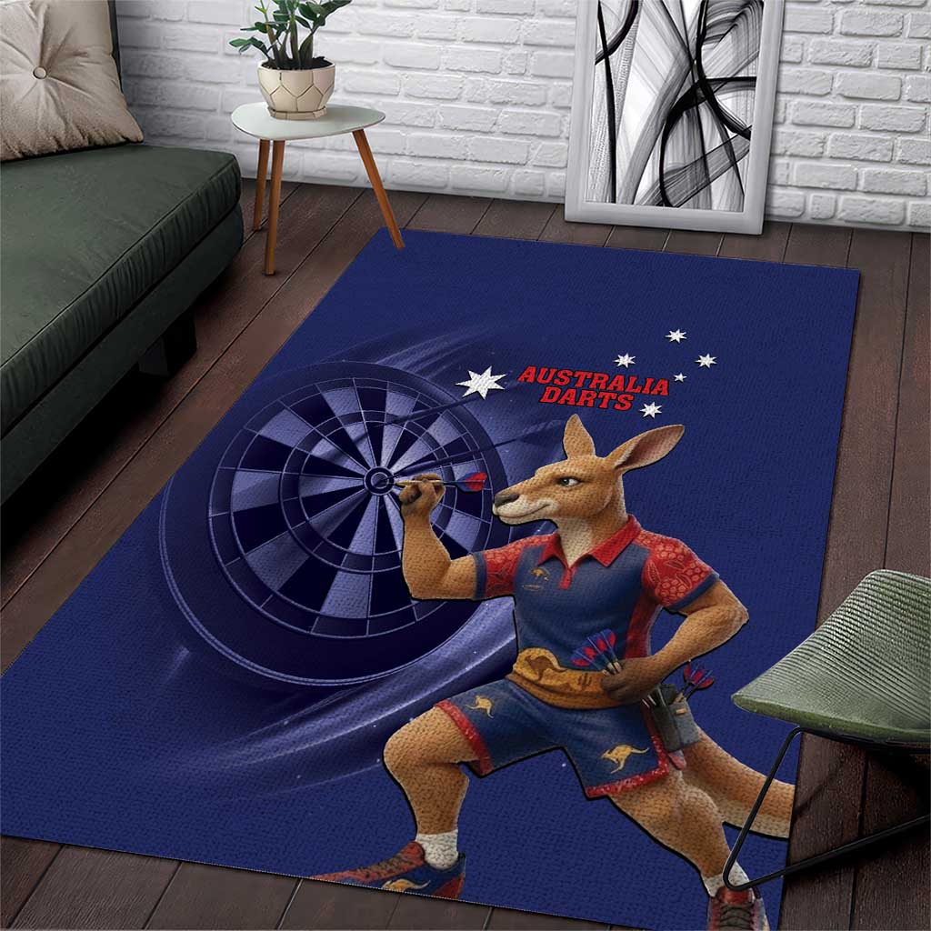 Australia Kangaroo Mascot Darts Area Rug Blue Edition