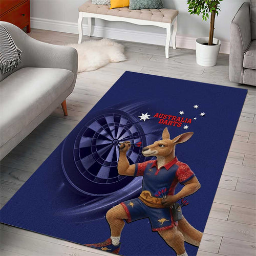 Australia Kangaroo Mascot Darts Area Rug Blue Edition