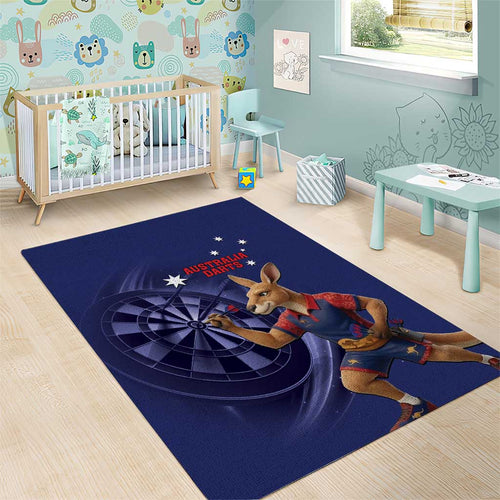 Australia Kangaroo Mascot Darts Area Rug Blue Edition