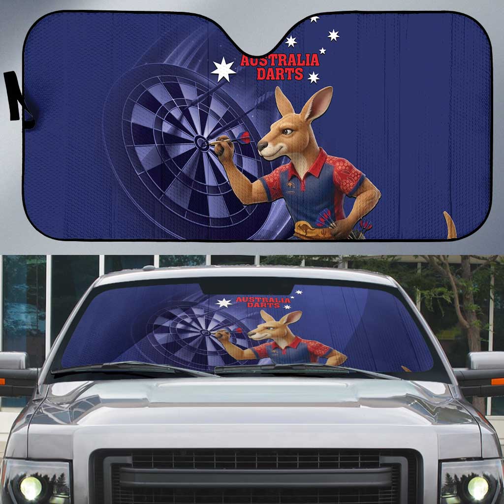 Australia Kangaroo Mascot Darts Auto Sun Shade Blue Edition
