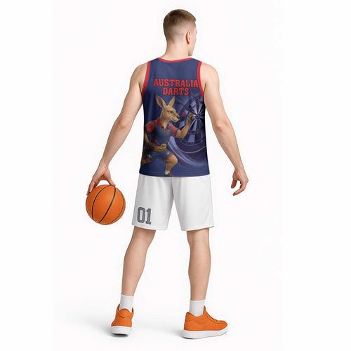 Australia Kangaroo Mascot Darts Basketball Jersey Blue Edition