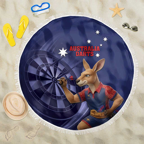 Australia Kangaroo Mascot Darts Beach Blanket Blue Edition