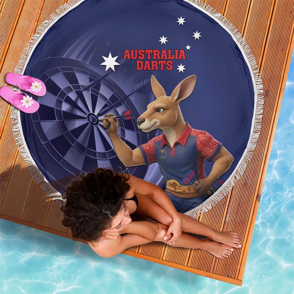 Australia Kangaroo Mascot Darts Beach Blanket Blue Edition