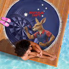Australia Kangaroo Mascot Darts Beach Blanket Blue Edition