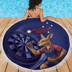 Australia Kangaroo Mascot Darts Beach Blanket Blue Edition