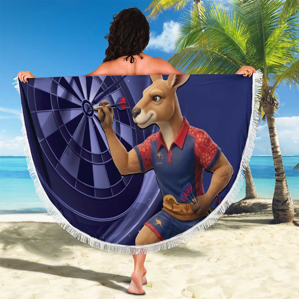 Australia Kangaroo Mascot Darts Beach Blanket Blue Edition