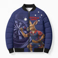 Australia Kangaroo Mascot Darts Bomber Puffer Jacket Blue Edition