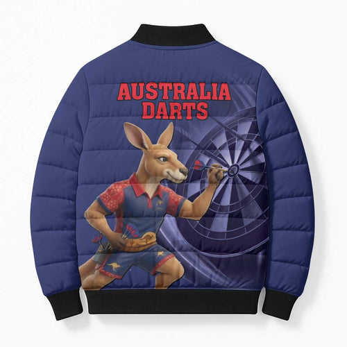 Australia Kangaroo Mascot Darts Bomber Puffer Jacket Blue Edition