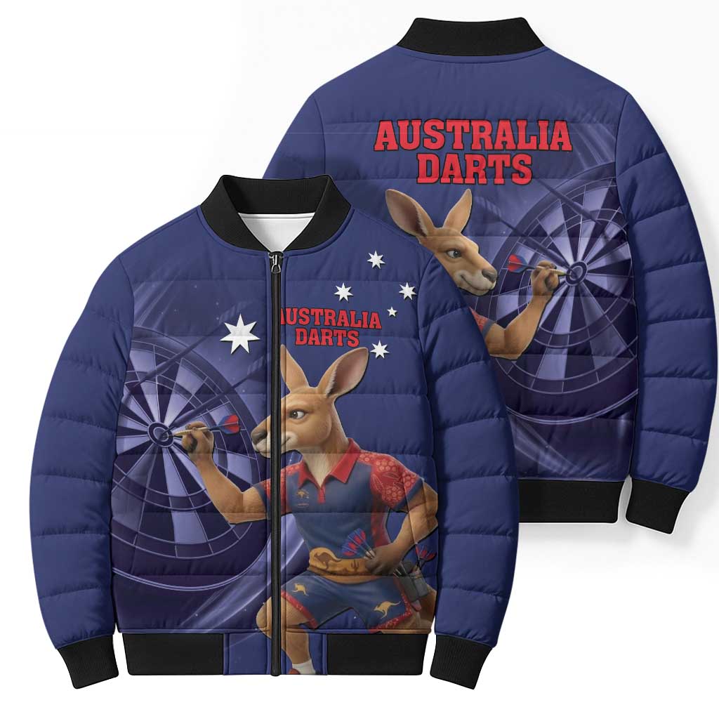 Australia Kangaroo Mascot Darts Bomber Puffer Jacket Blue Edition