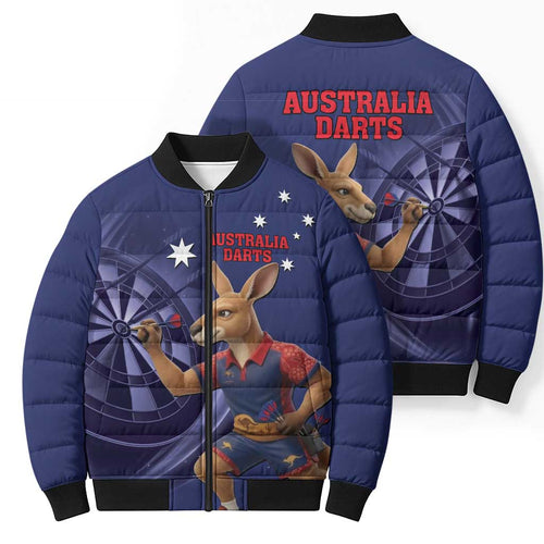 Australia Kangaroo Mascot Darts Bomber Puffer Jacket Blue Edition