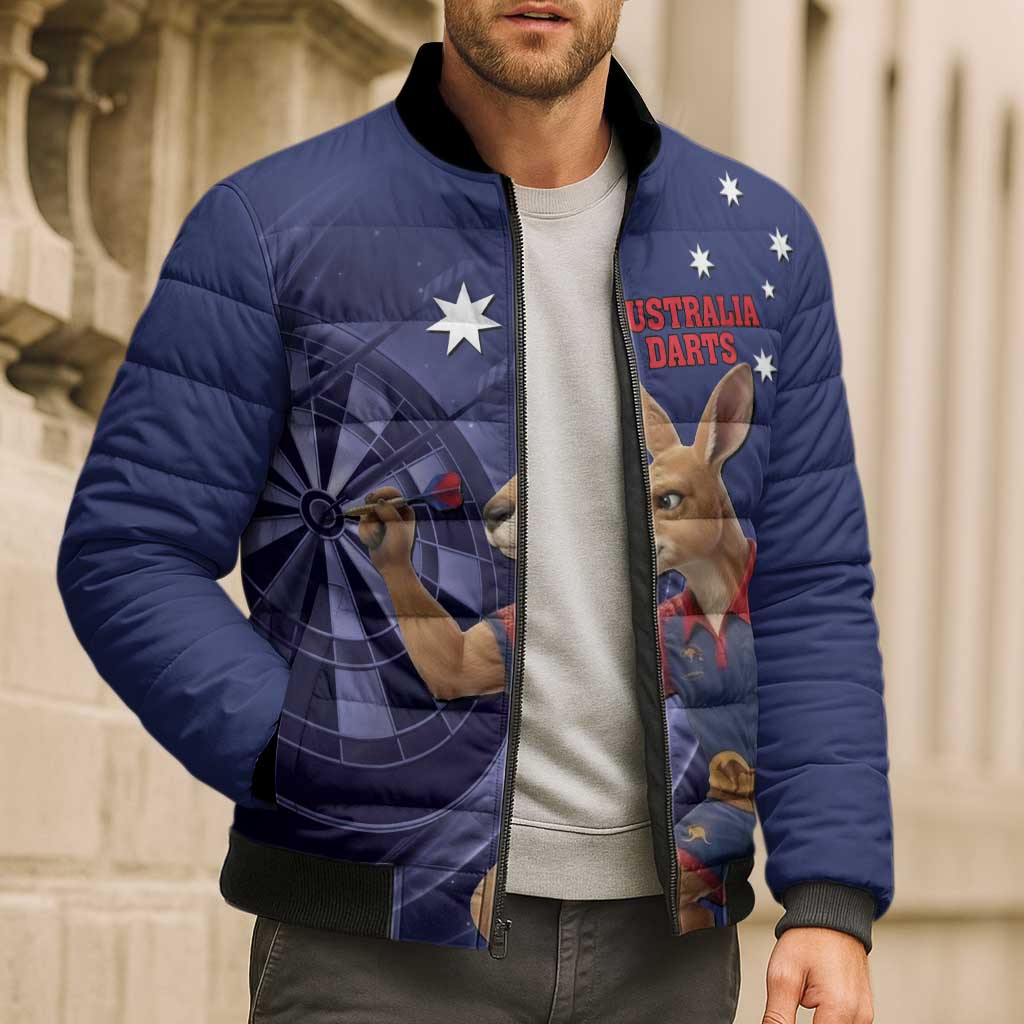 Australia Kangaroo Mascot Darts Bomber Puffer Jacket Blue Edition