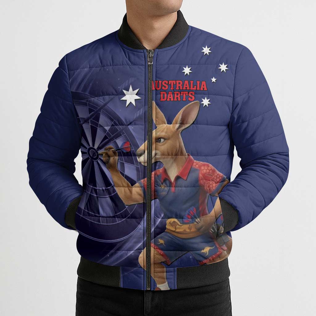 Australia Kangaroo Mascot Darts Bomber Puffer Jacket Blue Edition