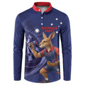 Australia Kangaroo Mascot Darts Button Sweatshirt Blue Edition