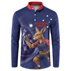 Australia Kangaroo Mascot Darts Button Sweatshirt Blue Edition
