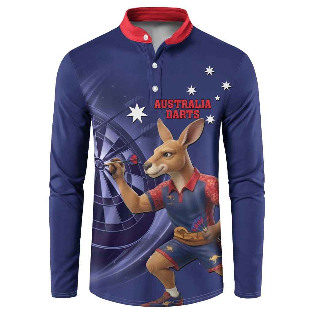 Australia Kangaroo Mascot Darts Button Sweatshirt Blue Edition