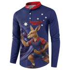 Australia Kangaroo Mascot Darts Button Sweatshirt Blue Edition