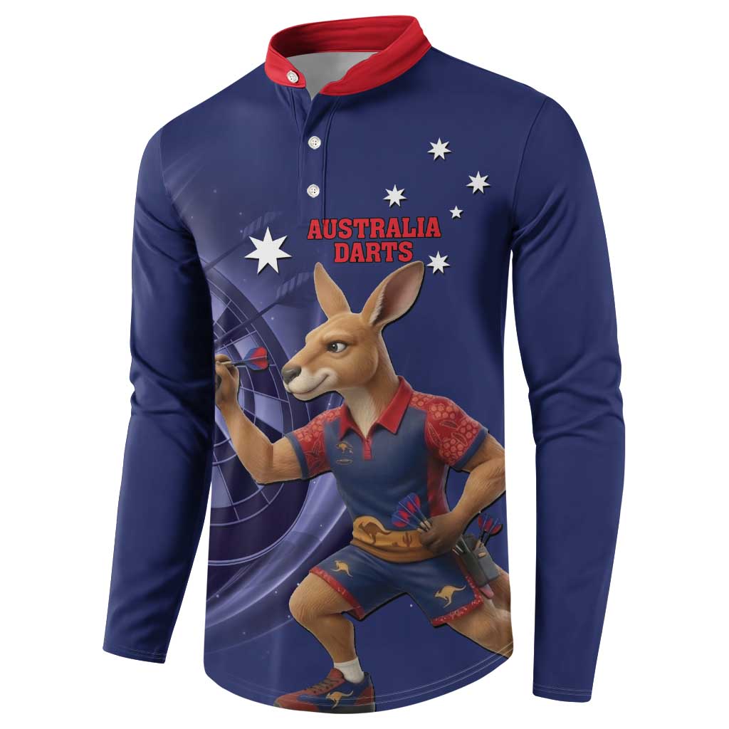 Australia Kangaroo Mascot Darts Button Sweatshirt Blue Edition