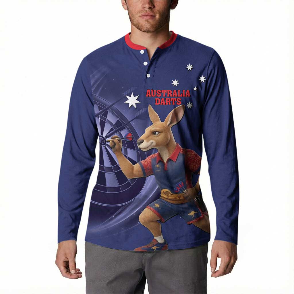 Australia Kangaroo Mascot Darts Button Sweatshirt Blue Edition