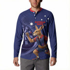 Australia Kangaroo Mascot Darts Button Sweatshirt Blue Edition