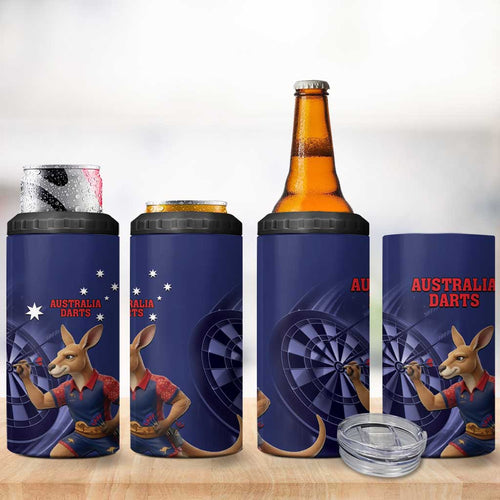 Australia Kangaroo Mascot Darts 4 in 1 Can Cooler Tumbler Blue Edition