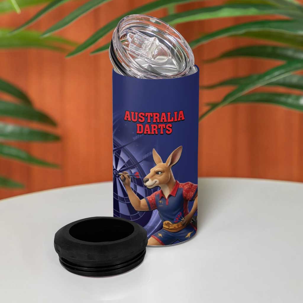 Australia Kangaroo Mascot Darts 4 in 1 Can Cooler Tumbler Blue Edition