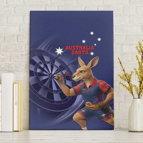 Australia Kangaroo Mascot Darts Canvas Wall Art Blue Edition