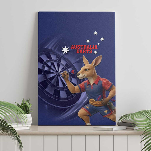 Australia Kangaroo Mascot Darts Canvas Wall Art Blue Edition
